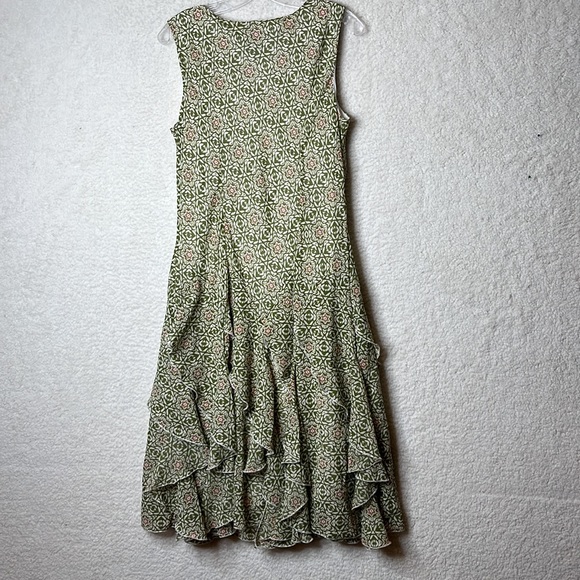 Signature by Robbie Bee Womens Green Floral Flounced Dress SIZE 10 - Picture 5 of 5